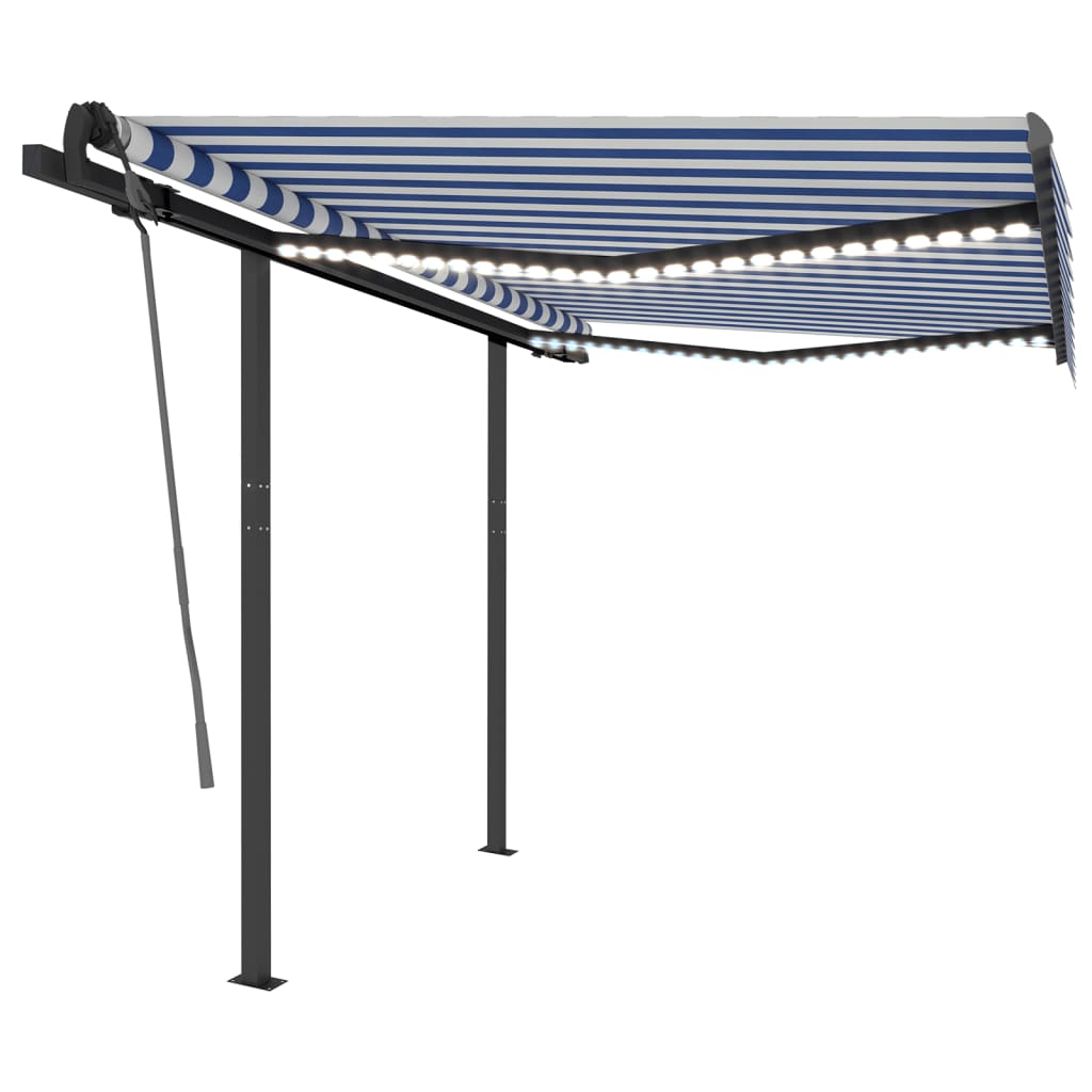 Vidaxl Luifel automático con sensor LED y viento de 3x2.5 m azul y blanco