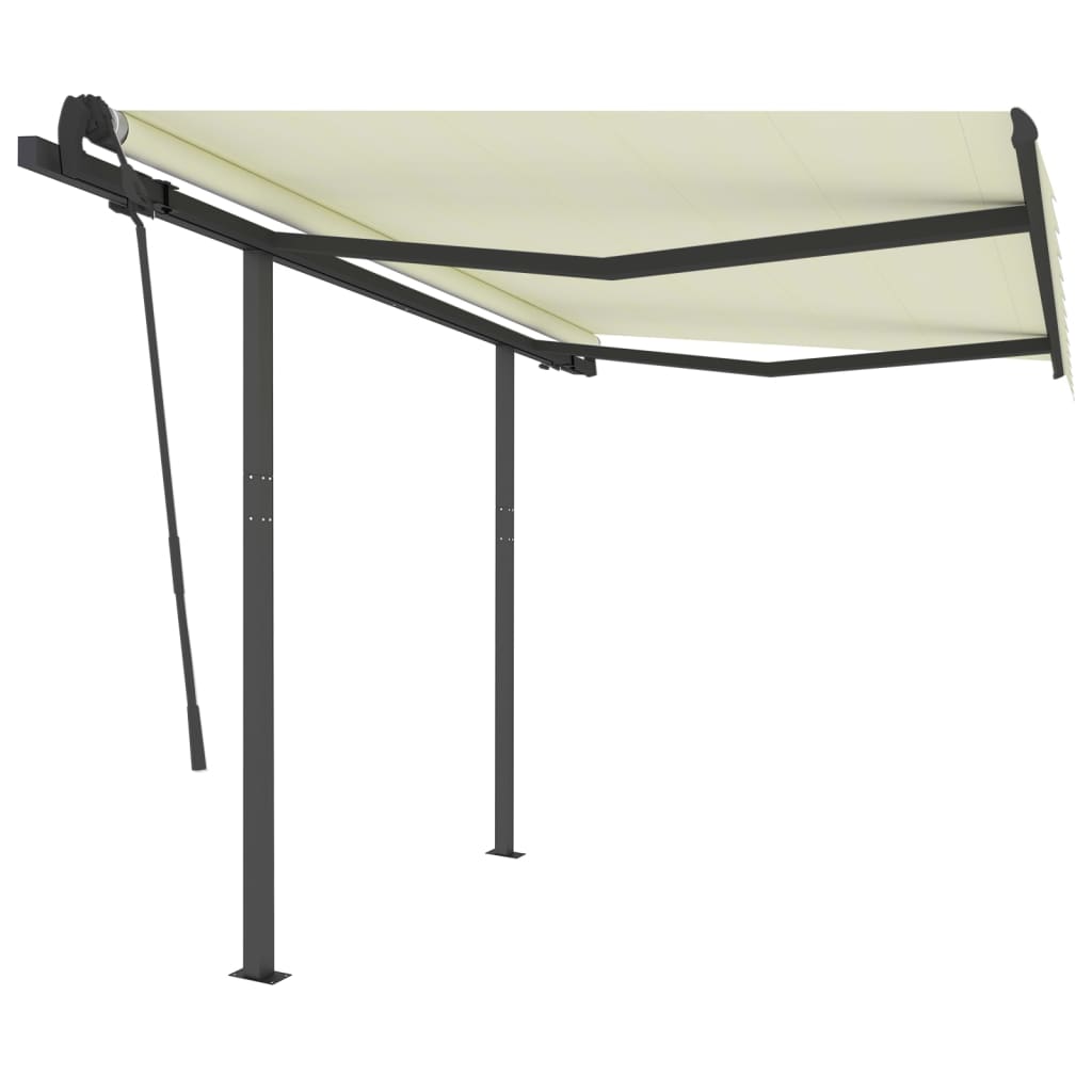 Vidaxl Luifel estendibile manualmente con post 3,5x2,5 m Crema