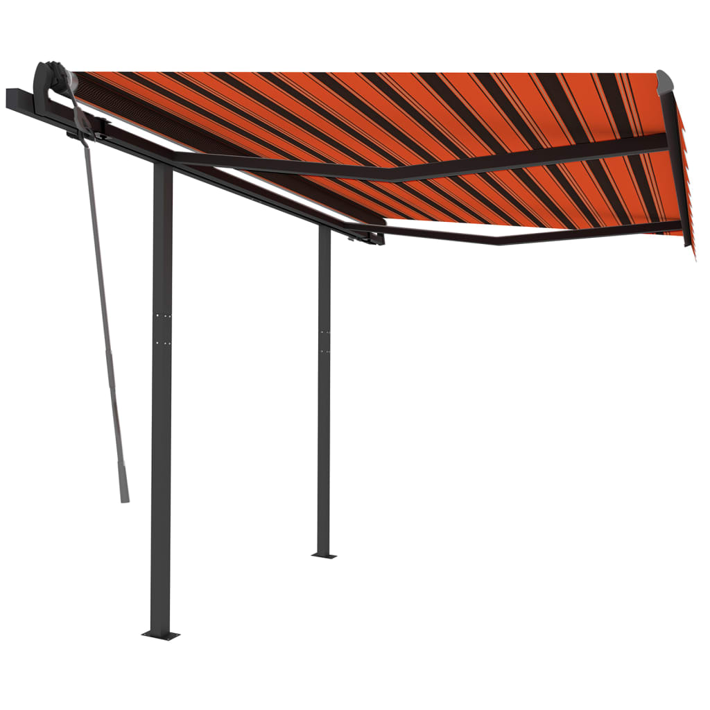 Vidaxl Luifel se puede extender manualmente con postes de 3.5x2.5 m naranja marrón