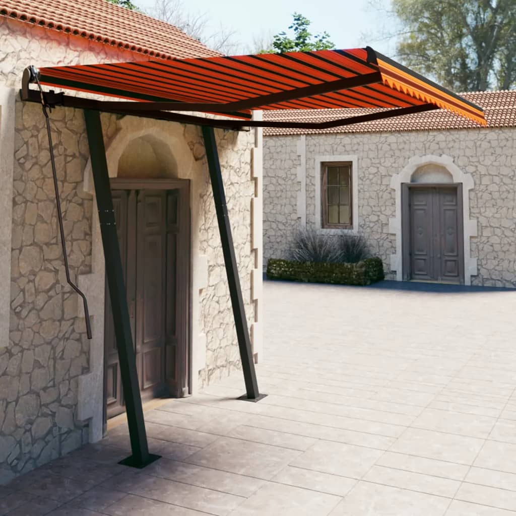 Vidaxl Luifel se puede extender manualmente con postes de 3.5x2.5 m naranja marrón