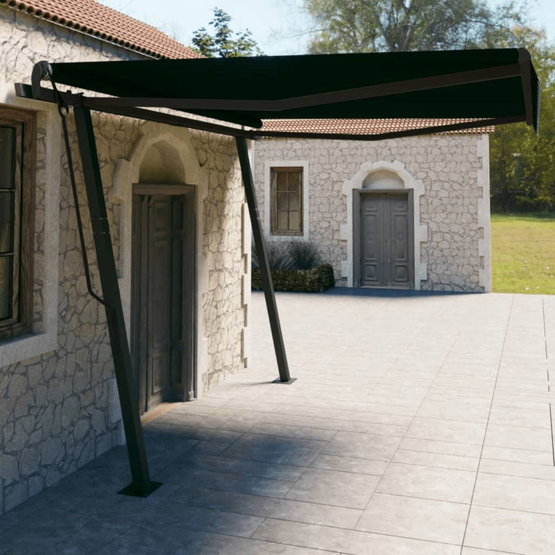Vidaxl Luifel estendibile manualmente con post 4x3 M antracite