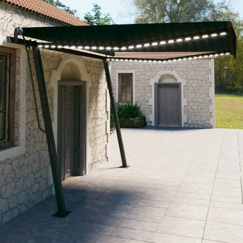 Vidaxl Luifel automático con sensor de LED y viento 4x3 m de antracita