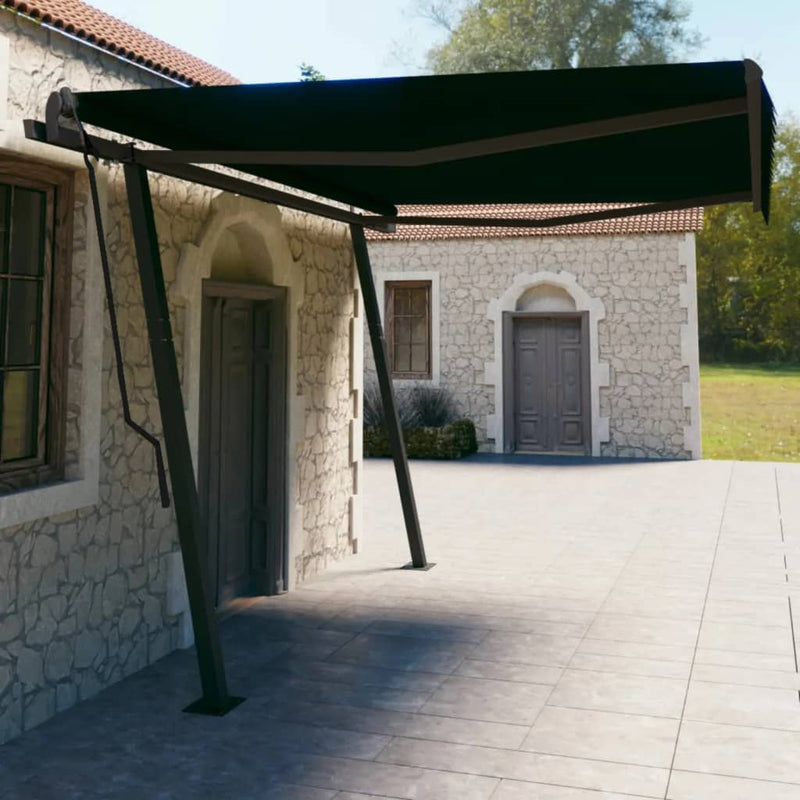 Vidaxl Luifel estendibile automaticamente con post 4,5x3 M Colore antracite
