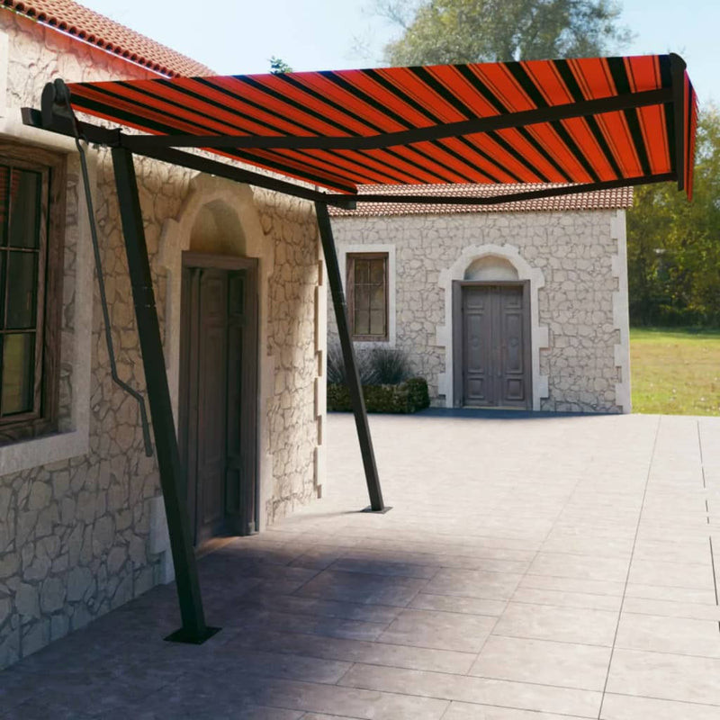 Vidaxl Luifel estendibile automaticamente con post 4,5x3 m arancione marrone