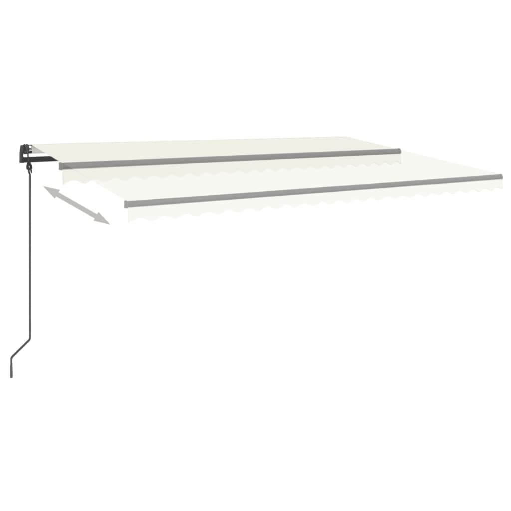 Vidaxl Luifel estendibile manualmente con pali 5x3 m crema
