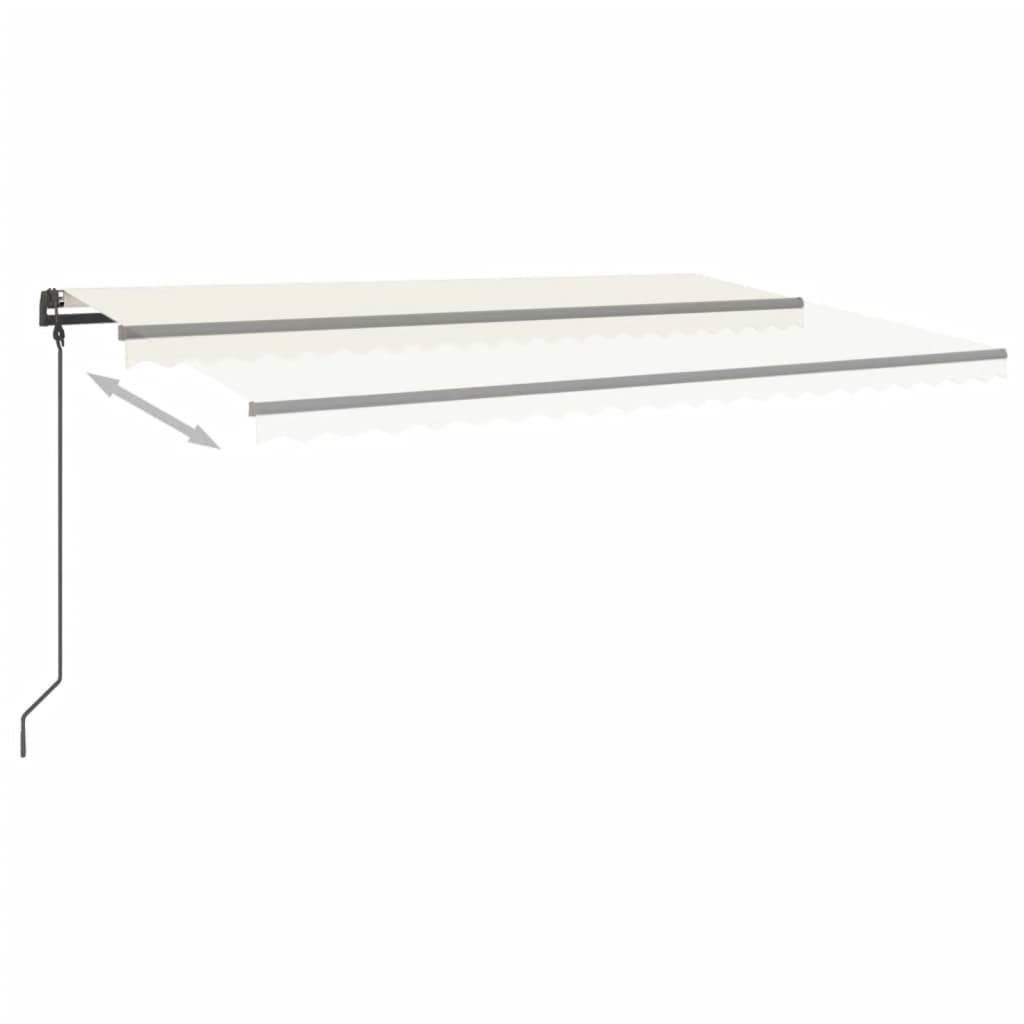 Vidaxl Luifel se puede extender manualmente con LED 5x3 M Cream -Colored