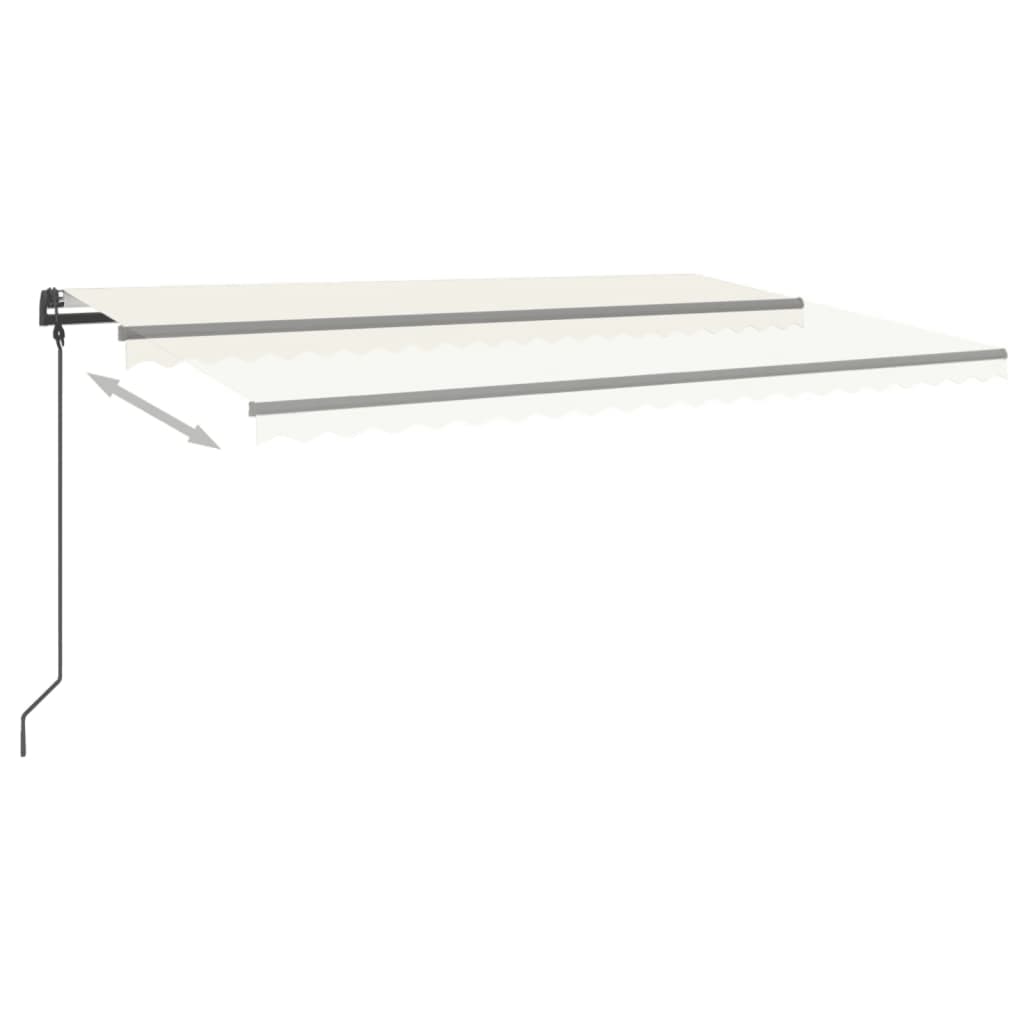 Vidaxl Luifel estendibile automaticamente con pali 5x3 m crema