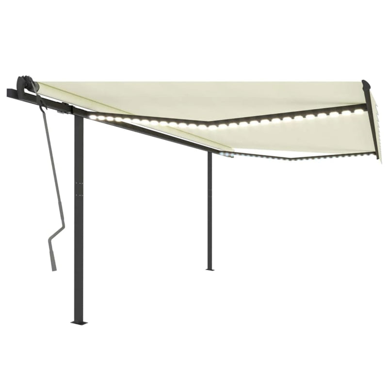 Vidaxl Luifel estendibile manualmente con Crema 4x3,5 M LED