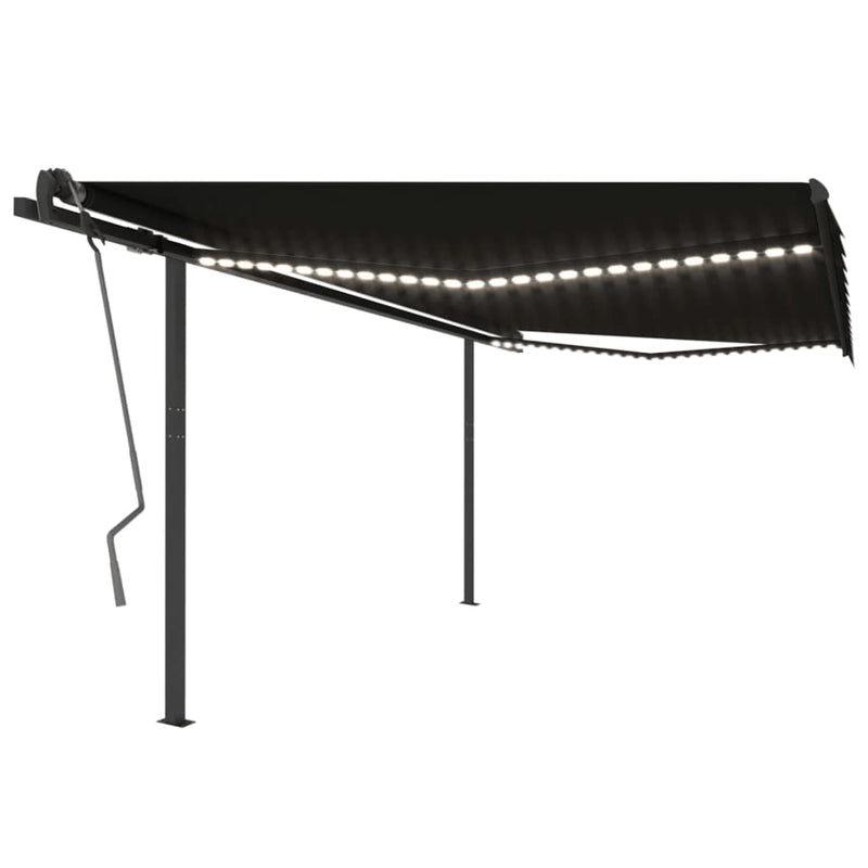 Vidaxl Luifel estendibile manualmente con antracite 4x3,5 M LED