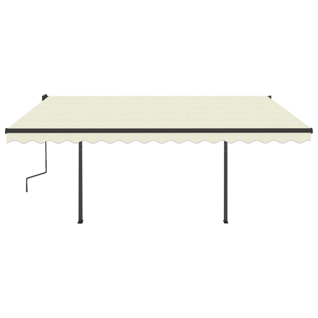 Vidaxl Luifel estendibile manualmente con post 4,5x3,5 m Crema