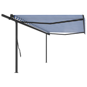 Vidaxl Luifel manually extendable with posts 5x3.5 m blue and white - afbeelding 1