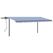 Vidaxl Luifel manually extendable with posts 5x3.5 m blue and white - afbeelding 2