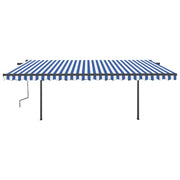 Vidaxl Luifel manually extendable with posts 5x3.5 m blue and white - afbeelding 3