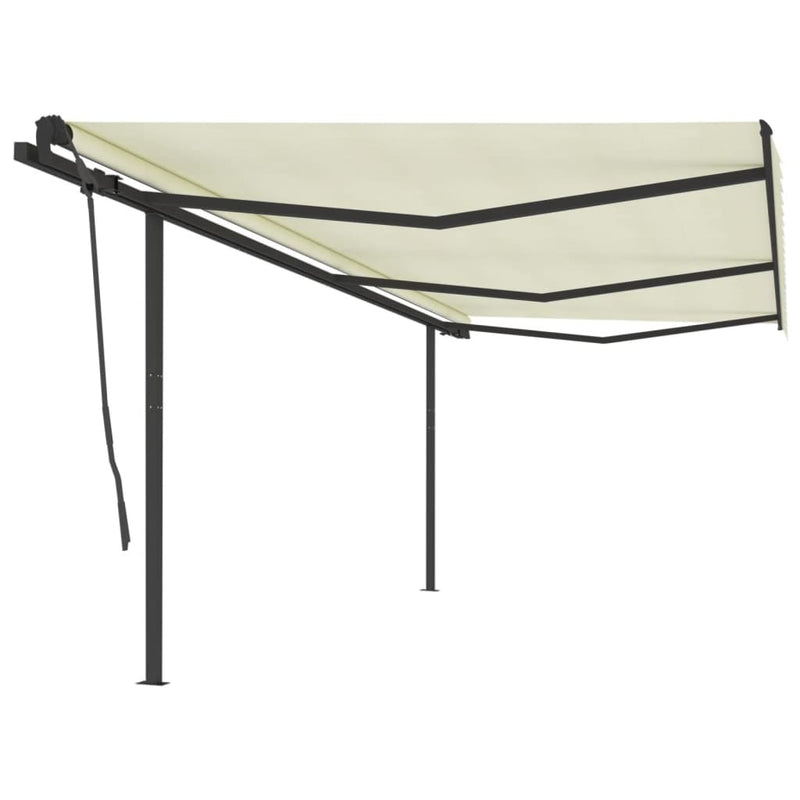 Vidaxl Luifel estendibile manualmente con pali 6x3,5 m crema
