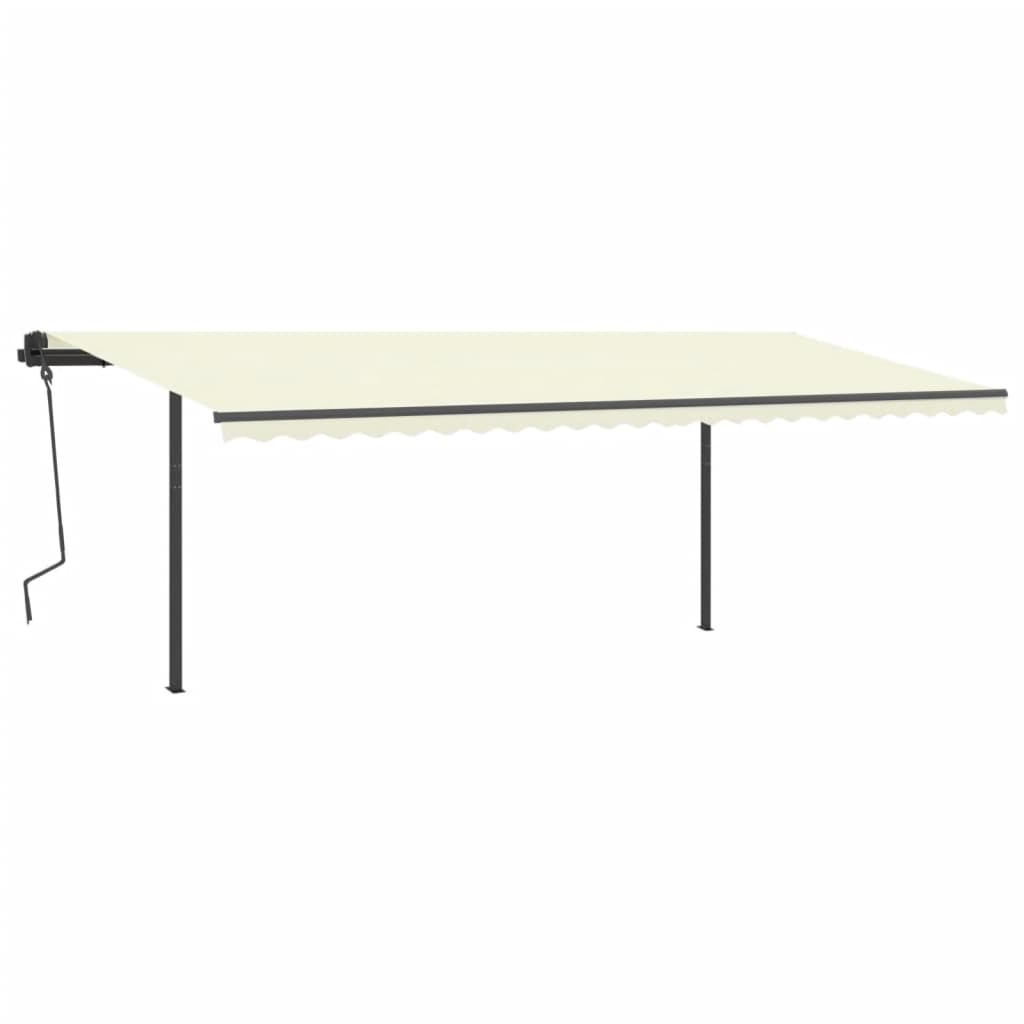 Vidaxl Luifel estendibile manualmente con pali 6x3,5 m crema