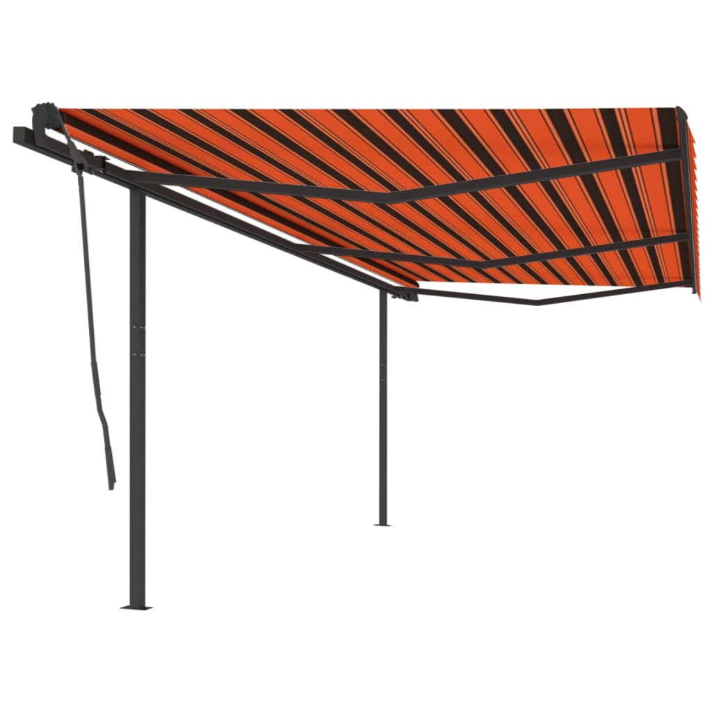 Vidaxl Luifel se puede extender manualmente con postes 6x3.5 m naranja y marrón