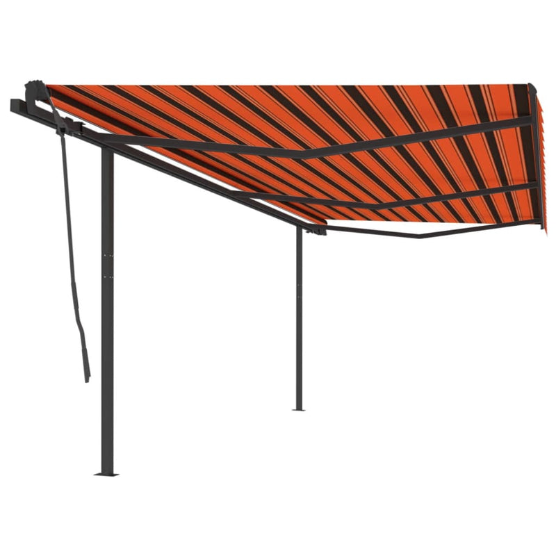 Vidaxl Luifel estendibile manualmente con pali 6x3,5 m arancione e marrone