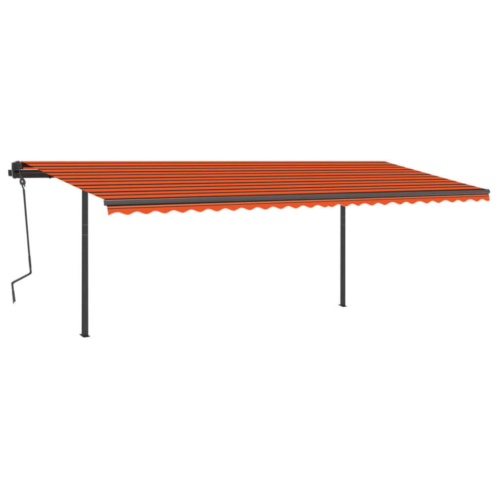 Vidaxl Luifel se puede extender manualmente con postes 6x3.5 m naranja y marrón