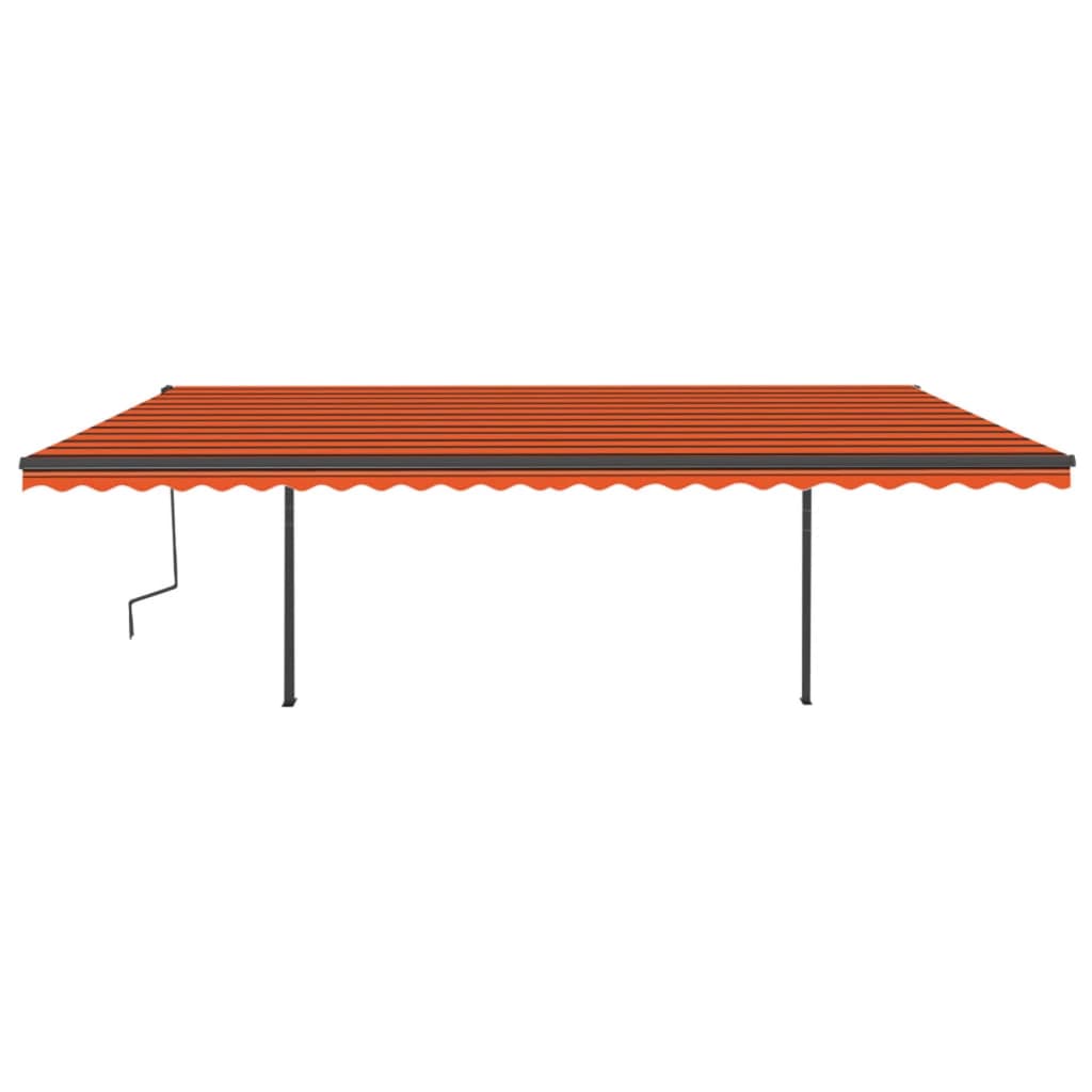Vidaxl Luifel se puede extender manualmente con postes 6x3.5 m naranja y marrón