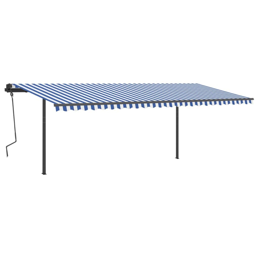 Vidaxl Luifel se puede extender manualmente con LED 6x3.5 m azul y blanco