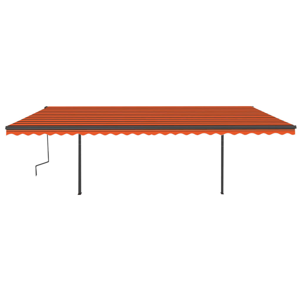 Vidaxl Luifel se puede extender manualmente con LED 6x3.5 m naranja y marrón