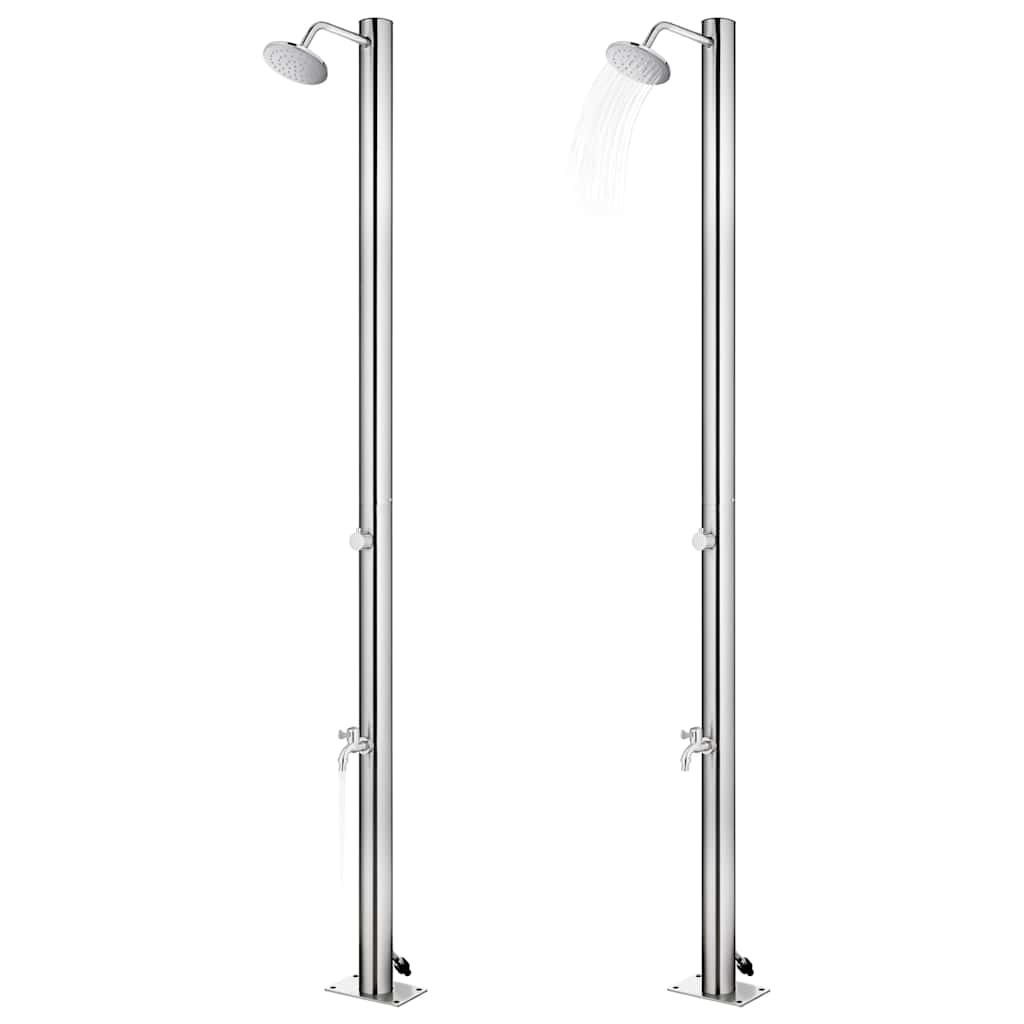 Vidaxl Doccia esterna con base marrone 220 cm in acciaio inossidabile