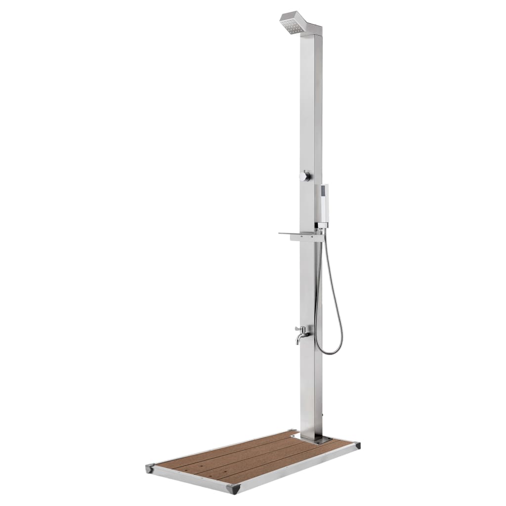 Vidaxl Doccia esterna con base marrone 225 cm in acciaio inossidabile