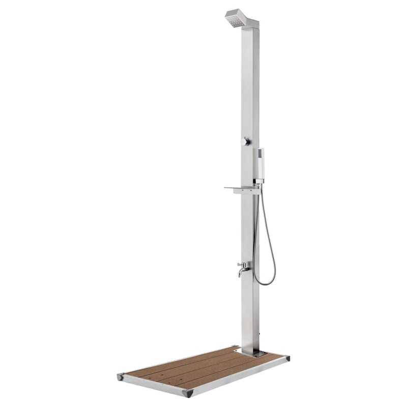 Vidaxl Doccia esterna con base marrone 225 cm in acciaio inossidabile