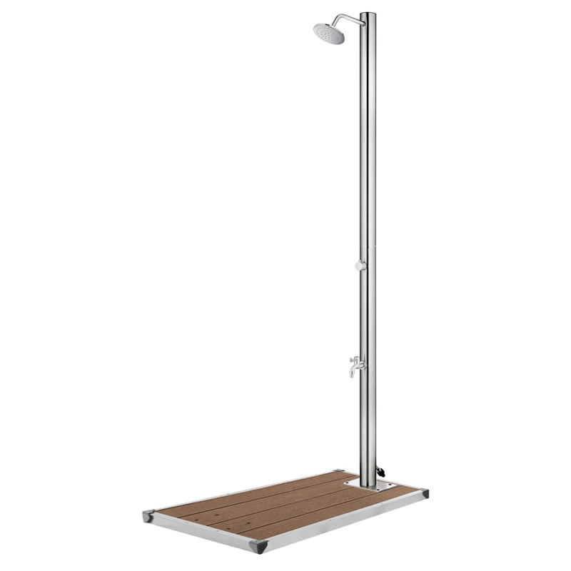 Vidaxl buitendouche met bruine basis 220 cm roestvrij staal