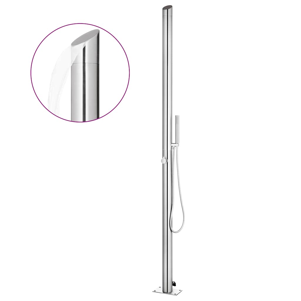 Vidaxl Ducha al aire libre con base marrón 225 cm de acero inoxidable