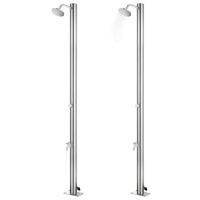 Vidaxl buitendouche met grijze basis 220 cm roestvrij staal