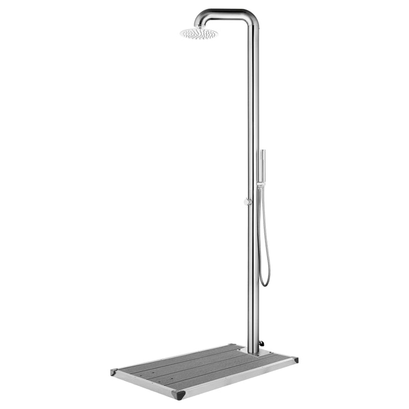 Vidaxl Doccia esterna con base grigia 230 cm in acciaio inossidabile
