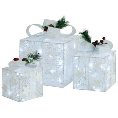 Vidaxl Cajas de regalo de decoración navideña 3 PC en el interior de White