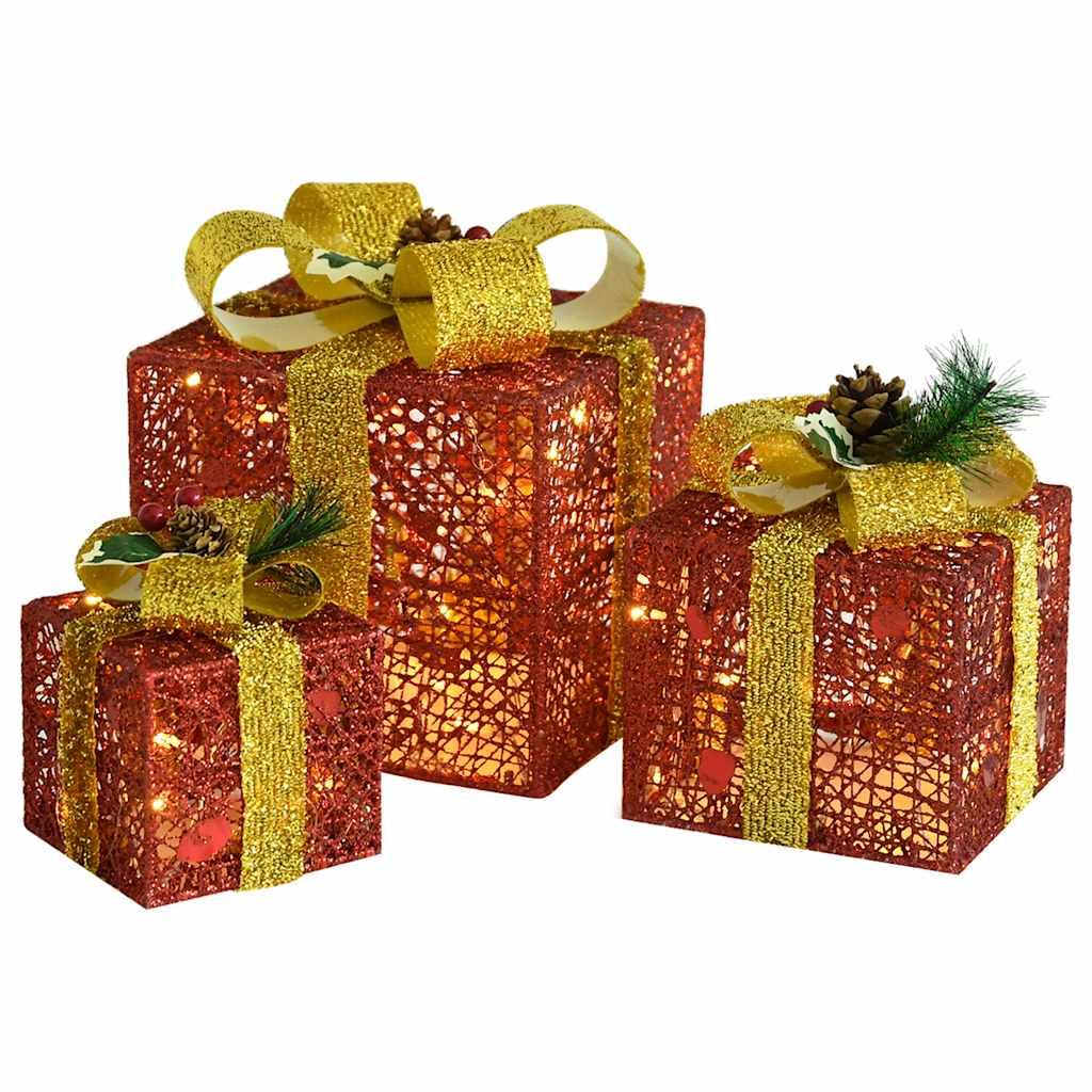 VIDAXL CASSE DI REGALO DECORAZIONI NAMBINI 3 PC all'interno di rosso esterno