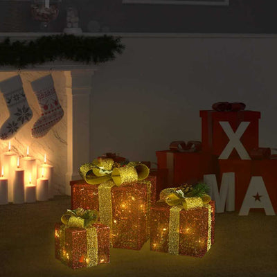 VIDAXL CASSE DI REGALO DECORAZIONI NAMBINI 3 PC all'interno di rosso esterno