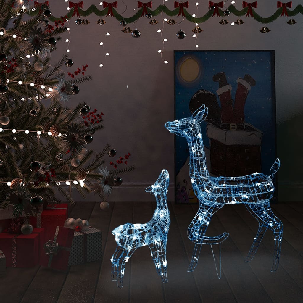 Vidaxl Decoraciones navideñas Familia de renos 160 LED acrílico blanco frío