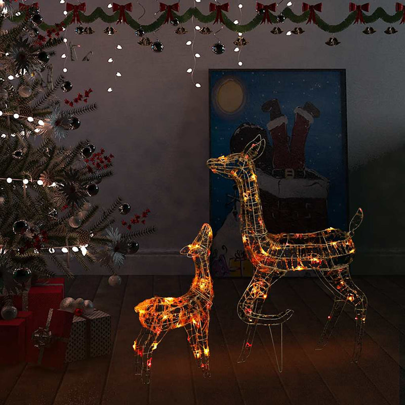Vidaxl Decorazioni natalizie Famiglia renna 160 Acrilico multilorato a LED