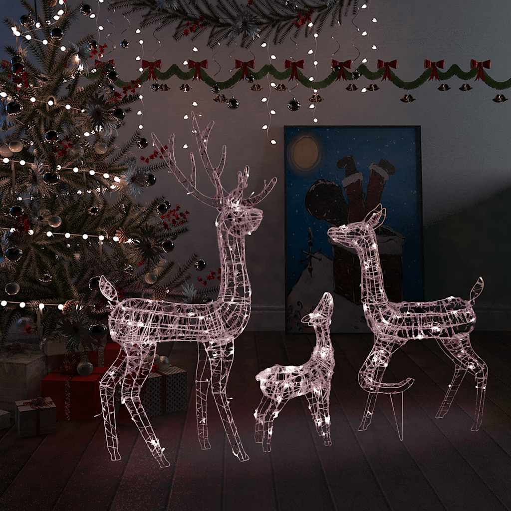 Vidaxl Decoraciones navideñas Familia Reindeer 300 LED ACRYLIC WHITE CALIENTE