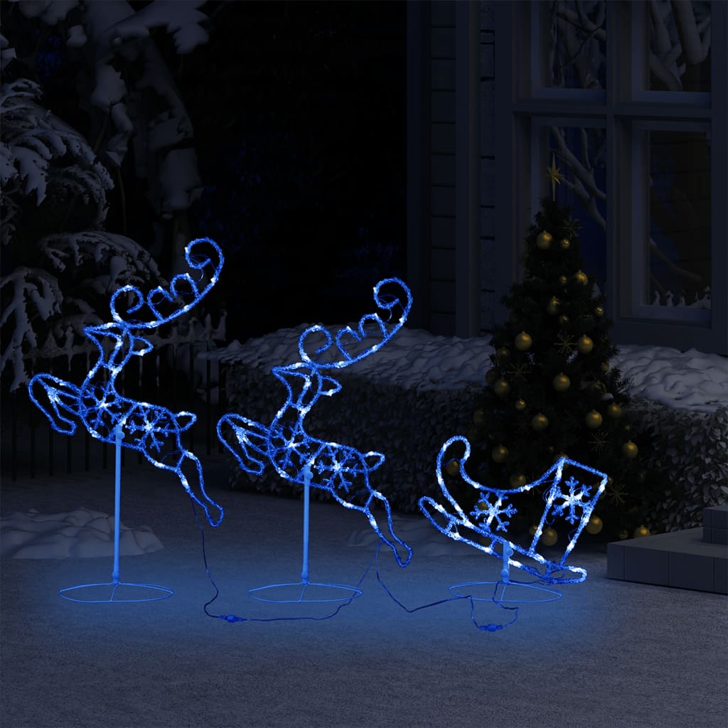Vidaxl Decoration Reindeer e slitta 260x21x87cm blu acrilico