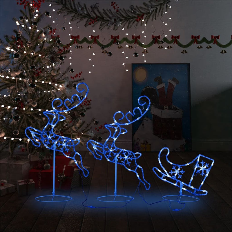 Vidaxl Decoration Reindeer e slitta 260x21x87cm blu acrilico