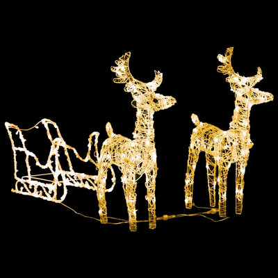 Vidaxl Decoraciones navideñas de renos y manee 160 LED 130 cm acrílico