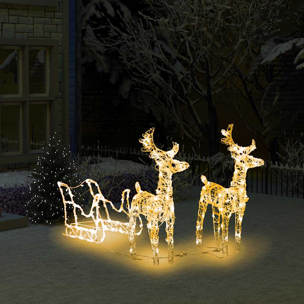 Vidaxl kerstversiering rendieren en slee 160 led's 130 cm acryl