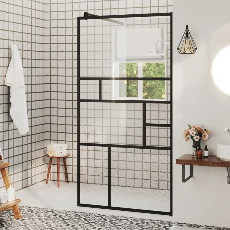 Vidaxl Walk-In Shower Wall 80x195 cm ESG-Glas trasparente e nero