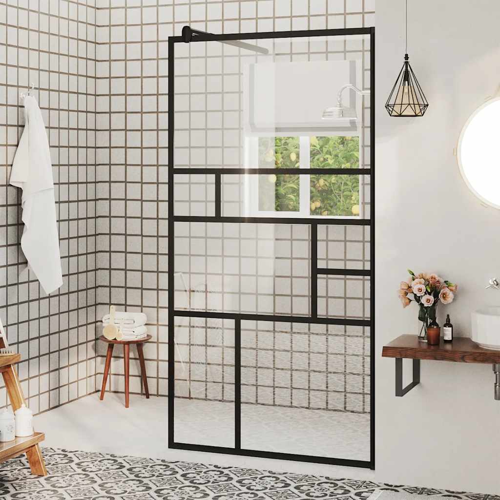 Vidaxl Walk-In Shower Wall 80x195 cm ESG-Glas trasparente e nero