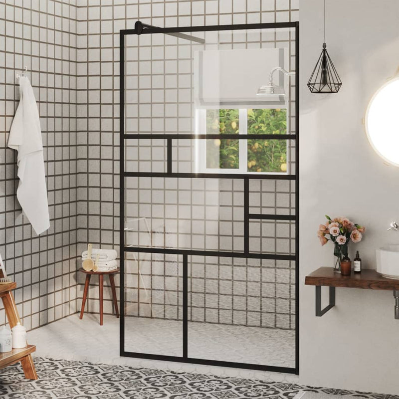 Vidaxl Walk-In Shower Wall 90x195 cm ESG-Glas trasparente e nero