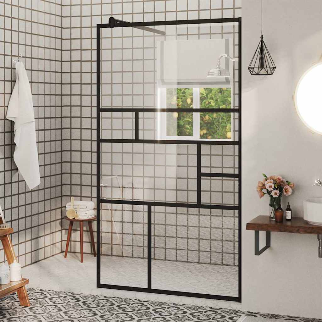 Vidaxl Walk-In Shower Wall 90x195 cm ESG-Glas trasparente e nero
