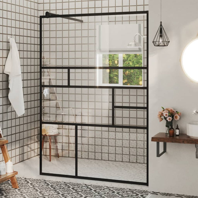 Vidaxl Walk-In Shower Wall 115x195 cm ESG-Glas trasparente e nero