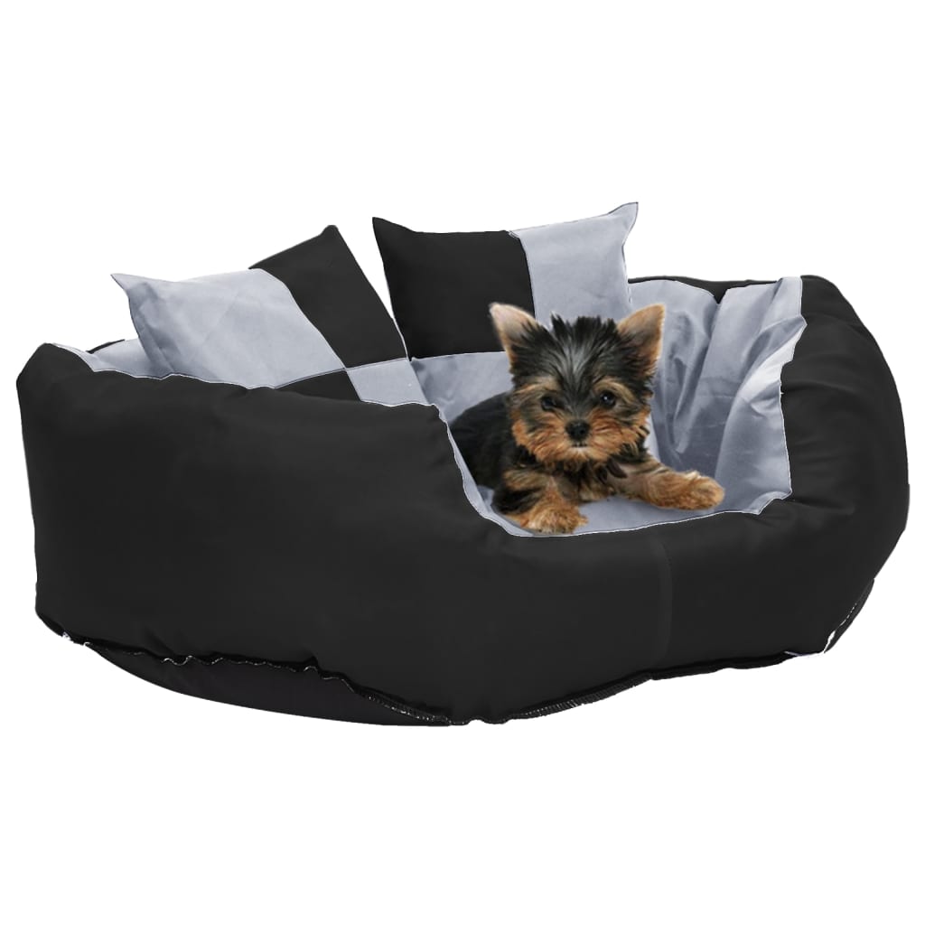 Vidaxl Cojín de perros reversible y lavable 65x50x20 cm de gris y negro
