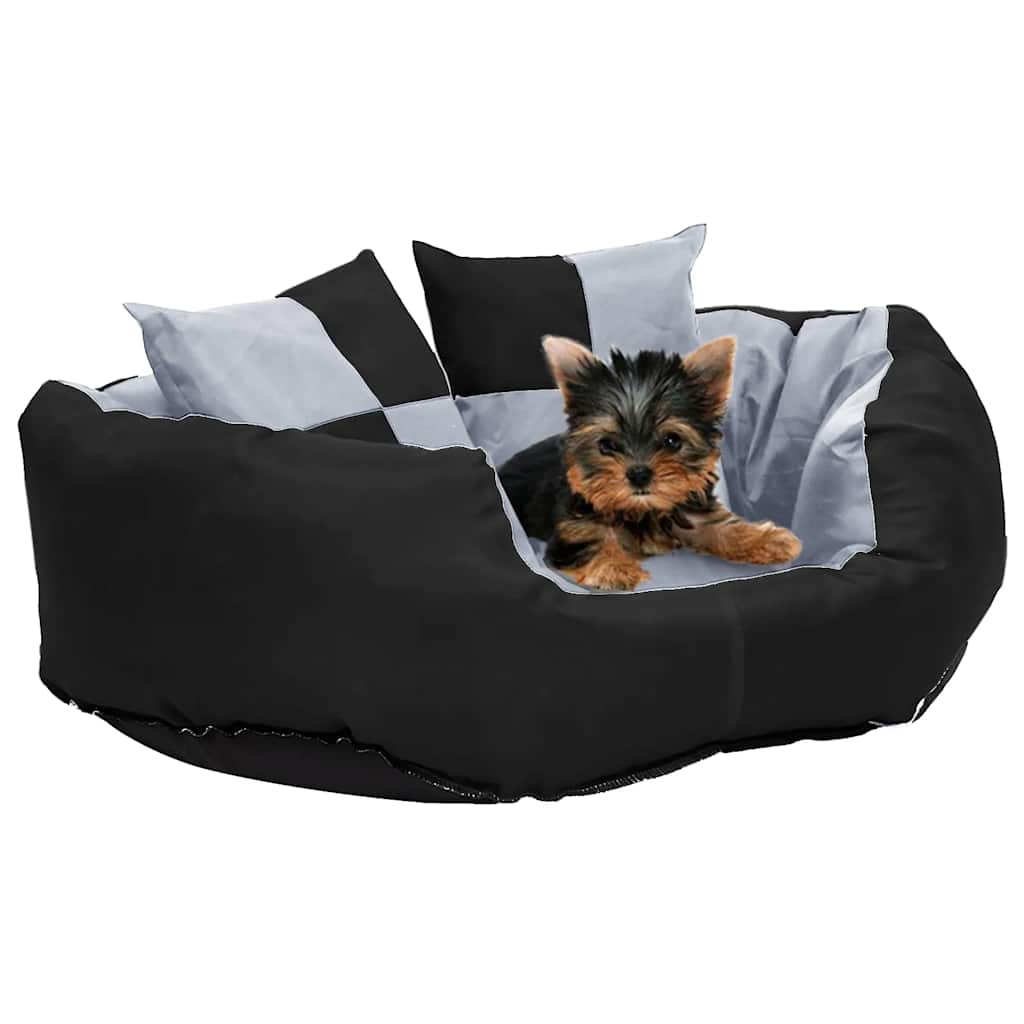 Vidaxl hondenkussen omkeerbaar en wasbaar 65x50x20 cm grijs en zwart