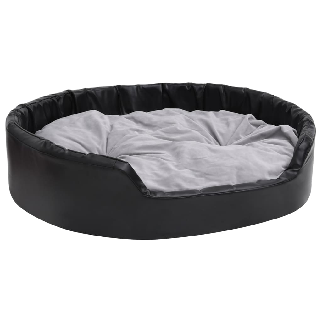 Canasta de perros de Vidaxl 99x89x21 cm peluche y cuero artificial negro y gris